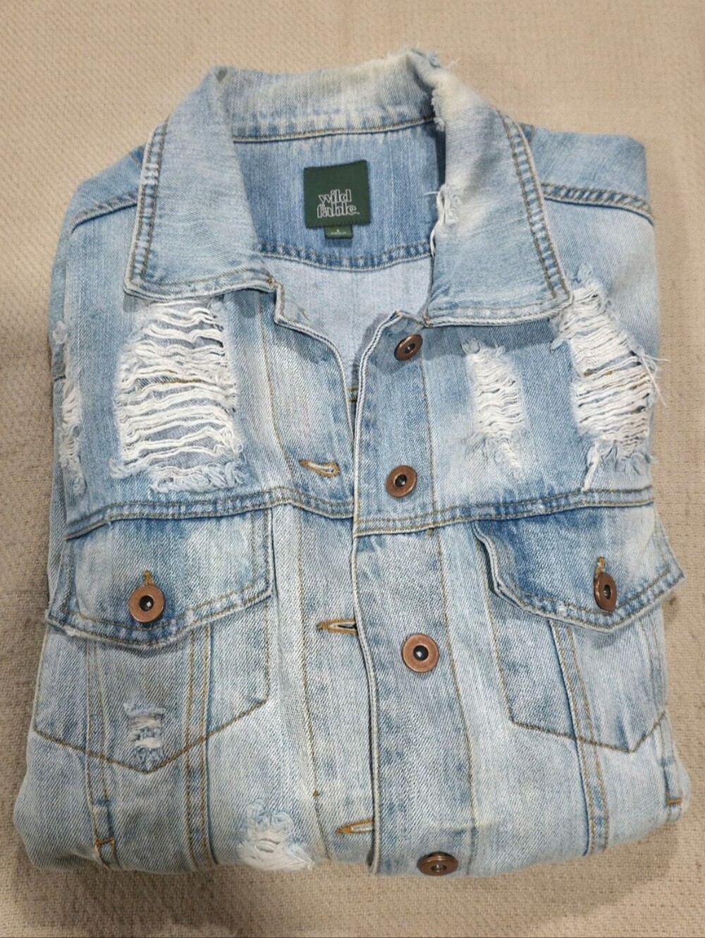 wild fable Light-Wash Distressed Denim Jacket